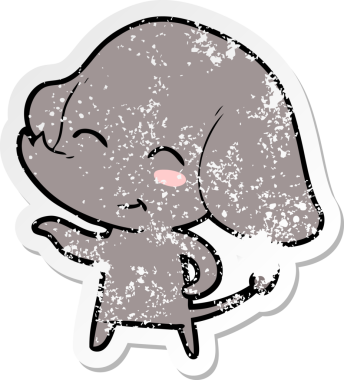 Bir insan tarafından çizilmiş şirin bir filin sıkıntılı çıkartması