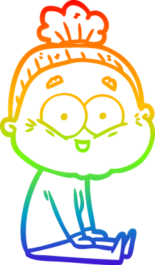 Gökkuşağı gradyan çizgi çizimi Bir insan tarafından çizilmiş mutlu yaşlı kadın