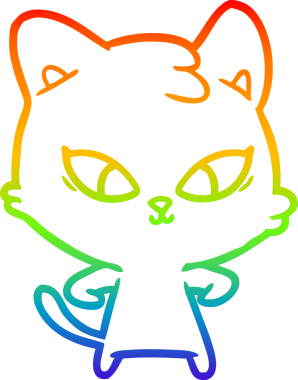 Gökkuşağı gradyan çizgisi bir insan tarafından çizilmiş şirin bir çizgi kedi çizimi