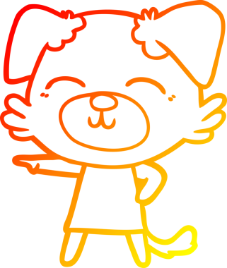 Bir insan tarafından çizilmiş bir çizgi film köpeğinin sıcak çizgi çizimi.