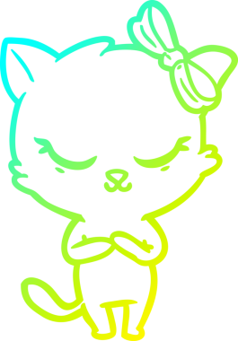 Bir insan tarafından çizilmiş bir çizgi film kedisinin soğuk gradyan çizimi