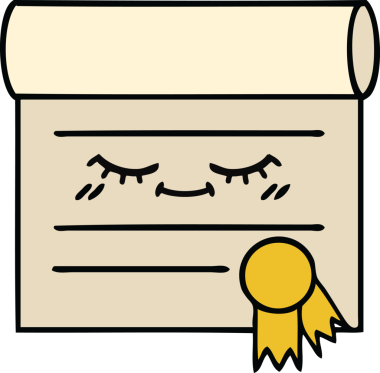 Bir insan tarafından çizilmiş şirin bir sertifika karikatürü.