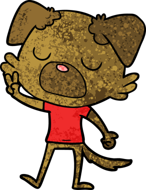 Bir insan tarafından çizilmiş çizgi film köpeği.