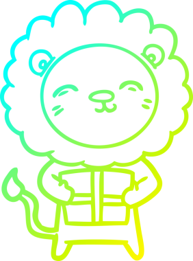 Bir insan tarafından çizilmiş bir karikatür aslanının soğuk gradyan çizimi.