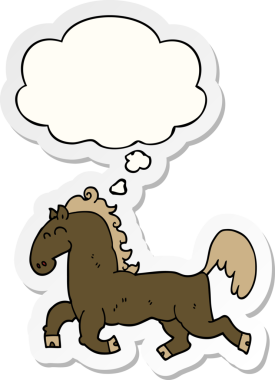 Düşünce baloncuklu çizgi film aygırı insan tarafından çizilmiş bir çıkartma.