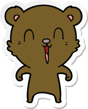 Bir insan tarafından çizilmiş mutlu çizgi film ayısının çıkartması.