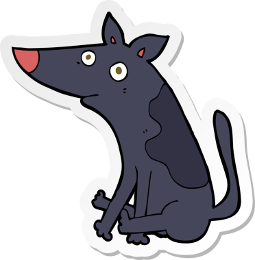 Bir insan tarafından çizilmiş bir köpeğin çıkartması.