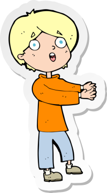 Bir insan tarafından çizilmiş bir karikatür çıkartması.