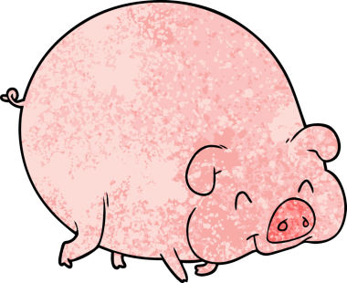 Bir insan tarafından çizilmiş çizgi film domuzu.