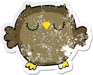 Bir insan tarafından çizilmiş karikatür baykuşunun sıkıntılı çıkartması