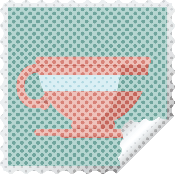 Bir insan tarafından çizilmiş bir kahve fincanı kare etiketi.