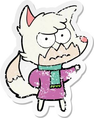 Bir insan tarafından çizilmiş, sıkıntılı bir çizgi film çıkartması.