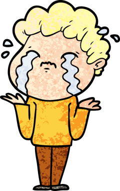 Bir insan tarafından çizilmiş ağlayan çizgi film adamı.