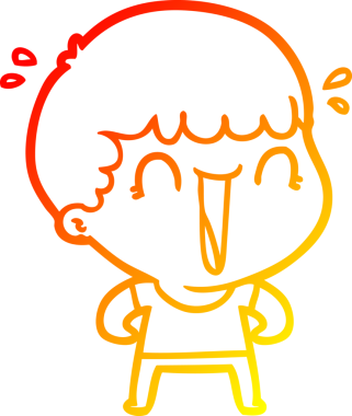 Bir insan tarafından çizilmiş gülen bir çizgi film karakterinin sıcak çizgi çizimi.