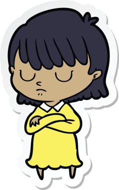 Bir insan tarafından çizilmiş bir karikatür kadının çıkartması.