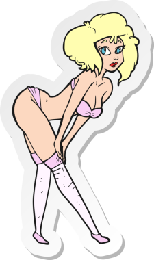 Bir insan tarafından çizilmiş bir karikatür mandallı kızın çıkartması.