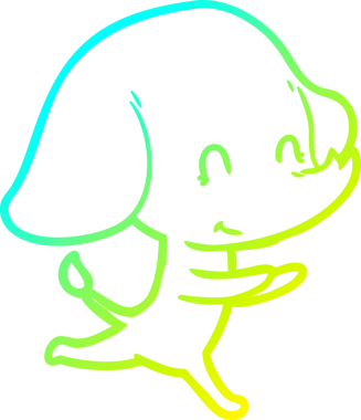 Bir insan tarafından çizilmiş şirin bir filin soğuk gradyan çizgisi