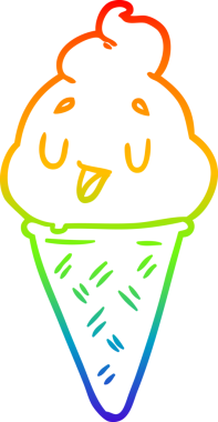 Gökkuşağı gradyan çizgisi Bir insan tarafından çizilmiş şirin bir dondurma