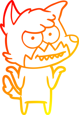 Bir insan tarafından çizilmiş sırıtan bir tilkinin sıcak çizgi çizimi