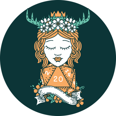 Bir insan tarafından çizilmiş 20 zarlı insan Druid ikonu.