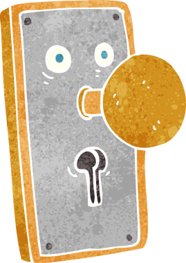 Bir insan tarafından çizilmiş karikatür kapı kolu.