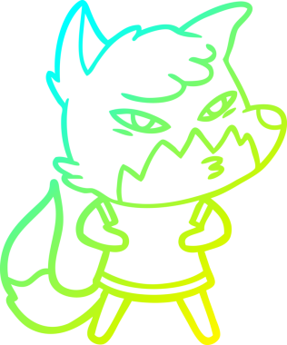 Bir insan tarafından çizilmiş akıllı bir tilkinin soğuk çizgi çizimi.