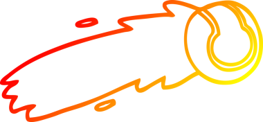 Bir insan tarafından çizilen uçan tenis topunun sıcak çizgi çizimi