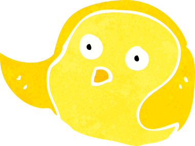 Bir insan tarafından çizilmiş çizgi film kuşu.