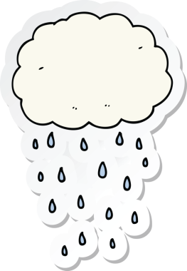 Bir insan tarafından çizilmiş karikatür yağmur bulutu etiketi
