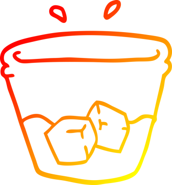 Bir insan tarafından çizilmiş cam bardak bardakta bir çizgi film çiziminin sıcak gradyanı.