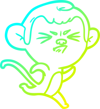 Bir insan tarafından çizilmiş, sinir bozucu bir maymunun soğuk çizgi çizimi.