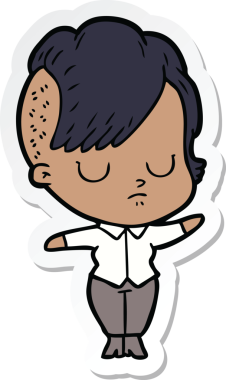 Bir insan tarafından çizilmiş bir karikatür kadının çıkartması.