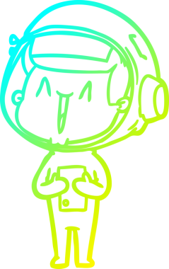 Bir insan tarafından çizilmiş mutlu bir astronotun soğuk gradyan çizimi.