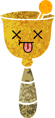 Bir insan tarafından çizilmiş okul çanının retro çizim stili karikatürü