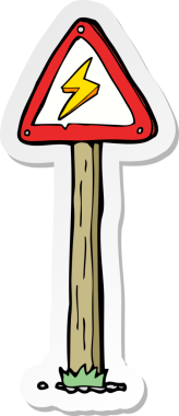 Bir insan tarafından çizilmiş karikatür elektrik uyarısı etiketi.