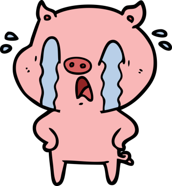 Bir insan tarafından çizilmiş ağlayan domuz çizgi filmi.