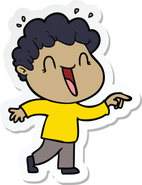 Bir insan tarafından çizilmiş mutlu bir adamın çıkartması.