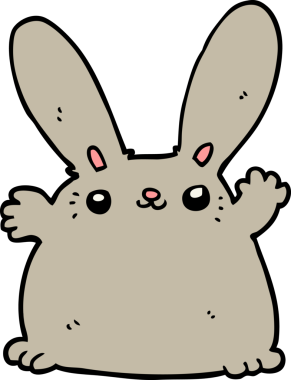 Bir insan tarafından çizilmiş çizgi film tavşanı