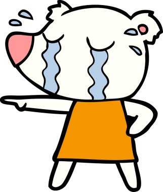 Bir insan tarafından çizilmiş üzgün küçük kutup ayısı çizgi filmi.