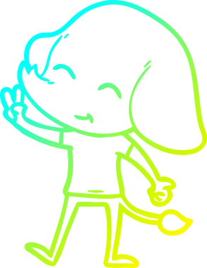 Bir insan tarafından çizilmiş şirin bir filin soğuk gradyan çizgisi