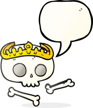 Bir insan tarafından çizilmiş serbest konuşma balonu kafatası tacı.