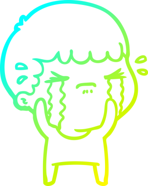 Bir insan tarafından çizilmiş ağlayan bir çizgi film karakteri çizimi.