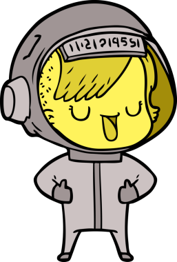 Bir insan tarafından çizilmiş astronot kadın.