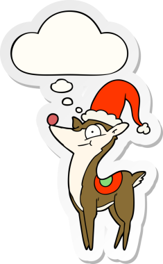 Düşünce baloncuğu insan tarafından çizilmiş bir çıkartma olan karikatür Noel Ren Geyiği