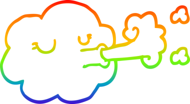 Gökkuşağı gradyan çizgisi bir çizgi bulutun çizimi bir insan tarafından çizilen fırtınayı üflüyor