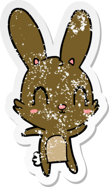 Bir insan tarafından çizilmiş şirin bir tavşanın sıkıntılı çıkartması.