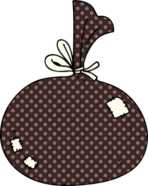 Bir insan tarafından çizilmiş tuhaf bir çizgi film çuvalı.