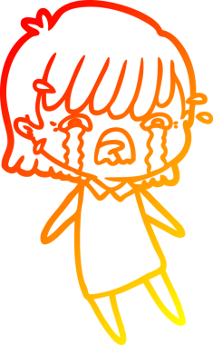 Bir insan tarafından çizilmiş ağlayan çizgi film kızı çizimi.