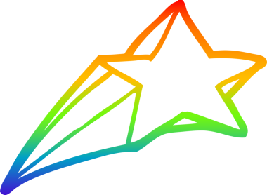 Bir insan tarafından çizilmiş kayan yıldız dekoru çizimi.