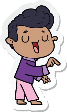 Bir insan tarafından çizilmiş mutlu bir çizgi film karakterinin çıkartması.